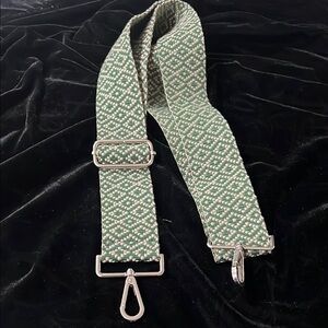 Handwoven Green and White Patterned Bag Strap